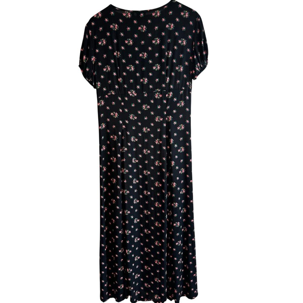 Vintage Gap 90s Grunge Dainty Floral Button Front Maxi Dress Black M - Picture 8 of 11